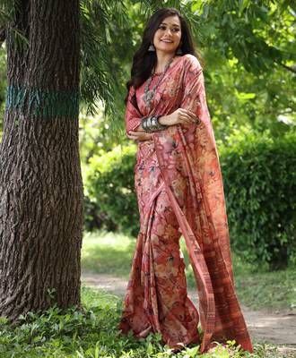 Women multicolor Art silk handloom saree 3