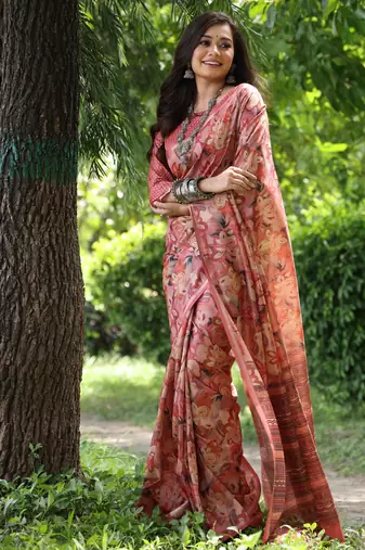 Women multicolor Art silk handloom saree