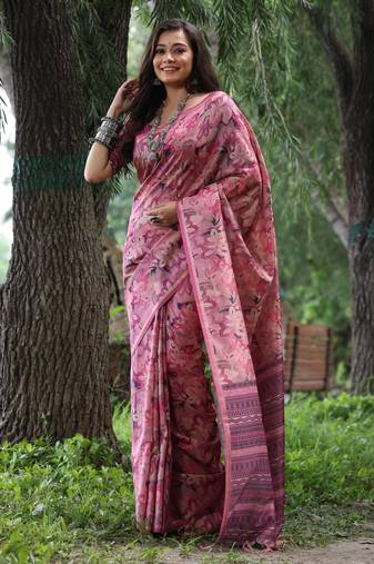 Women multicolor cotton handloom saree