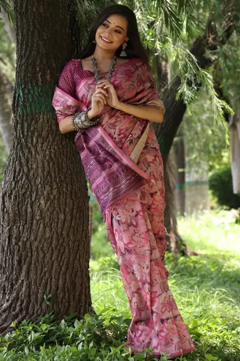 Women multicolor cotton handloom saree