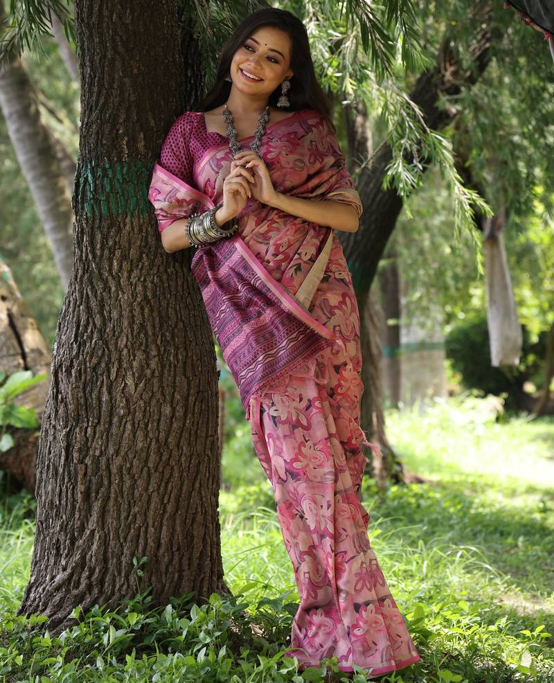 Women multicolor cotton handloom saree