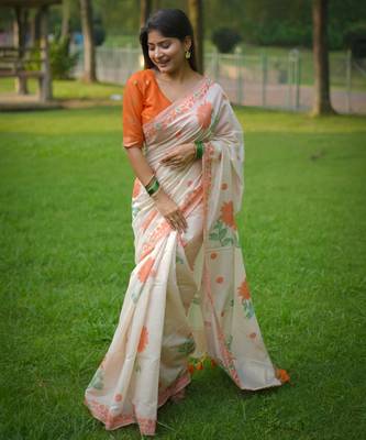Women multicolor cotton handloom saree 1