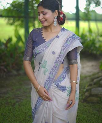 Women multicolor cotton handloom saree 3