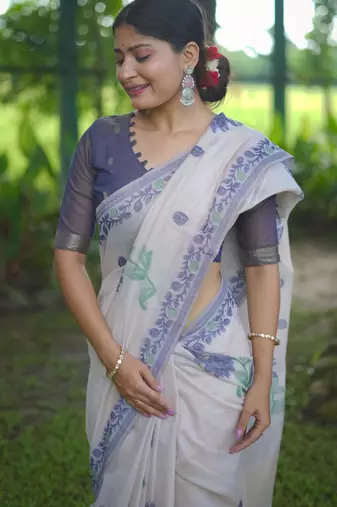 Women multicolor cotton handloom saree