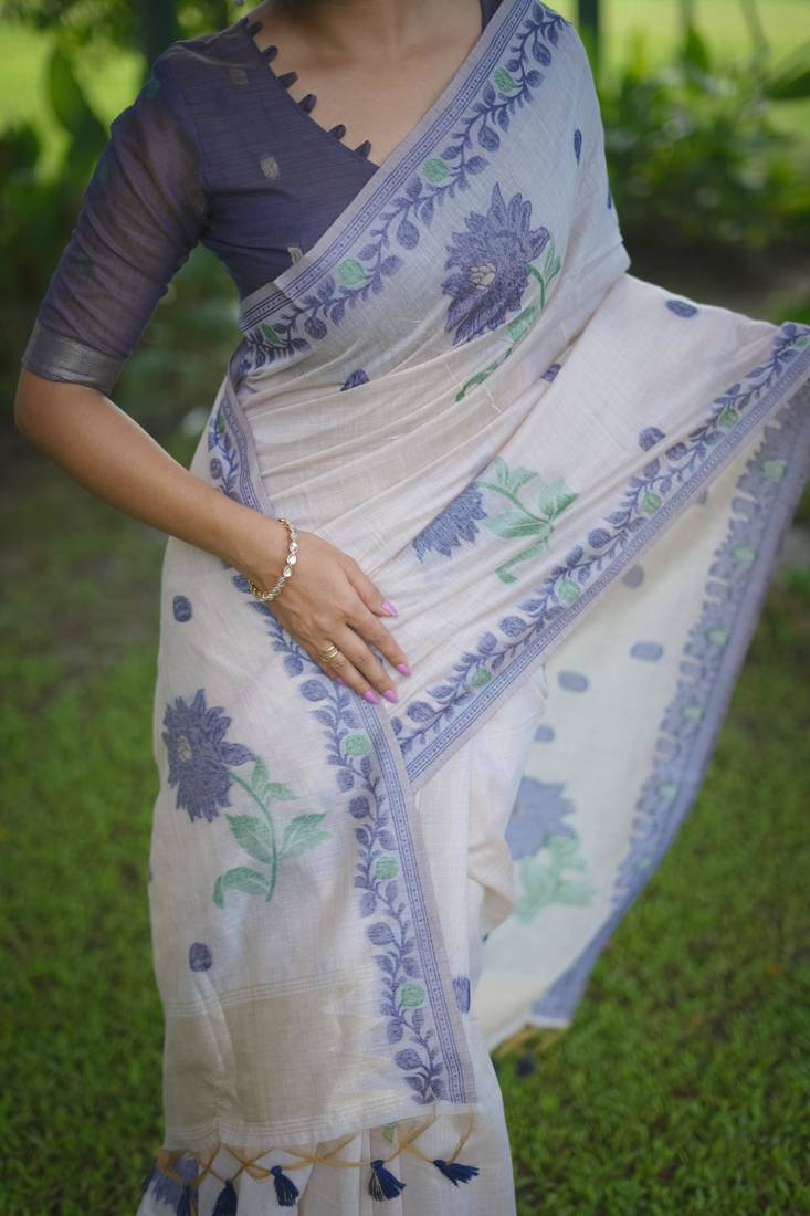 Women multicolor cotton handloom saree