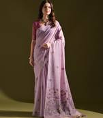 Women purple cotton handloom saree