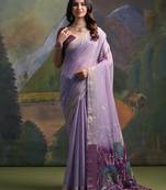 Women purple Art silk handloom saree