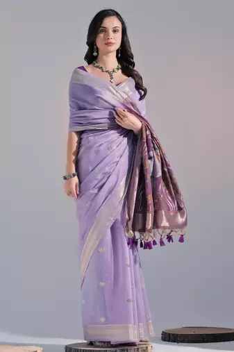 Women light purple cotton handloom saree