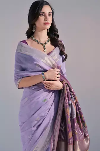 Women light purple cotton handloom saree