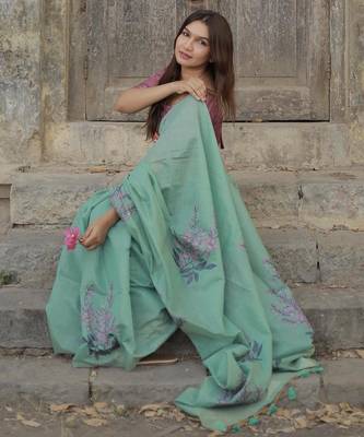 Women rama Art silk handloom saree 2
