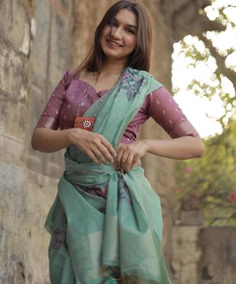 Women rama Art silk handloom saree 3
