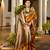 Women orange Art silk handloom saree