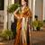 Women orange Art silk handloom saree