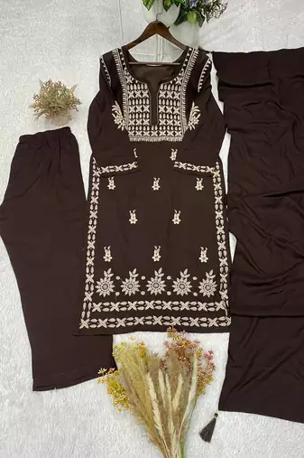 New Stylish Suit Set With Dupatta Stylish Kurti Suit Set With Palazzo