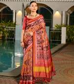 Women multicolor Art silk handloom saree