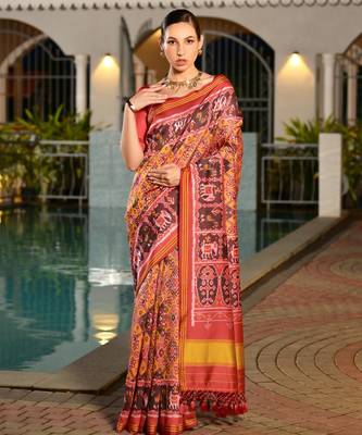 Women multicolor Art silk handloom saree 2