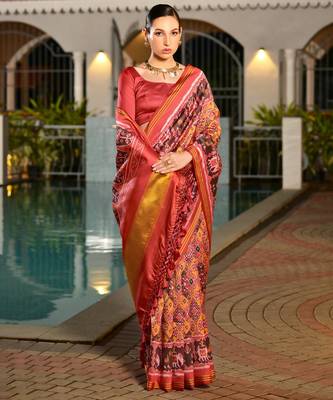Women multicolor Art silk handloom saree 4