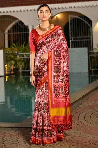Women multicolor Art silk handloom saree
