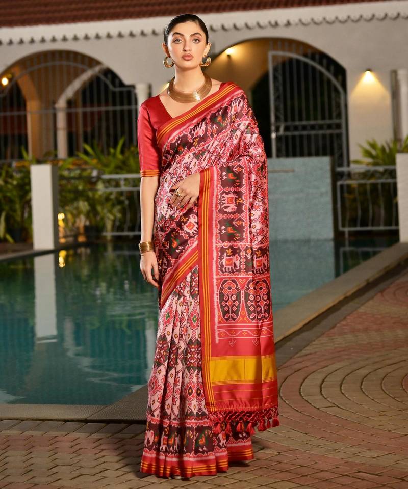 Women multicolor Art silk handloom saree
