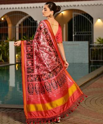 Women multicolor Art silk handloom saree 2