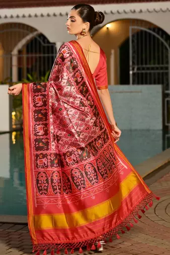 Women multicolor Art silk handloom saree