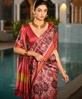 Women multicolor Art silk handloom saree 3