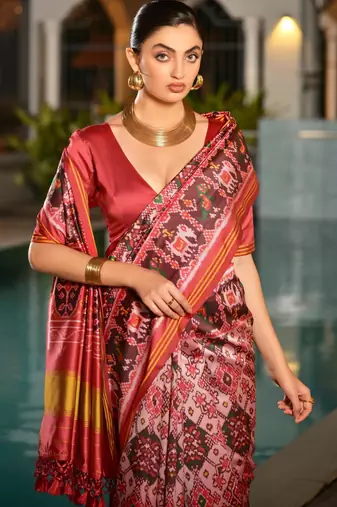 Women multicolor Art silk handloom saree