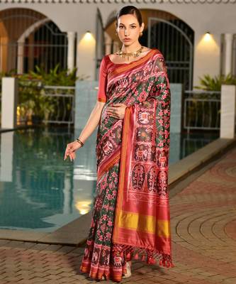 Women multicolor Art silk handloom saree 1