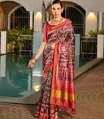 Women multicolor Art silk handloom saree