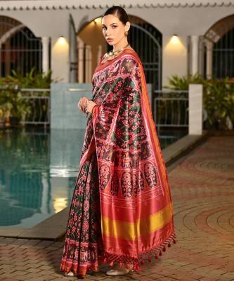 Women multicolor Art silk handloom saree 3