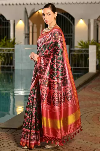 Women multicolor Art silk handloom saree