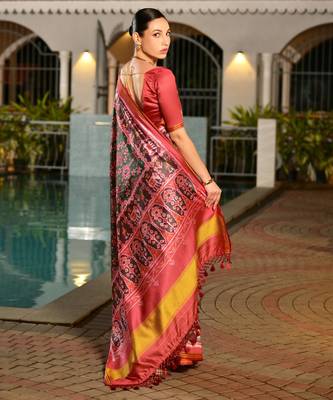Women multicolor Art silk handloom saree 4
