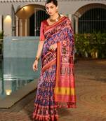 Women multicolor Art silk handloom saree