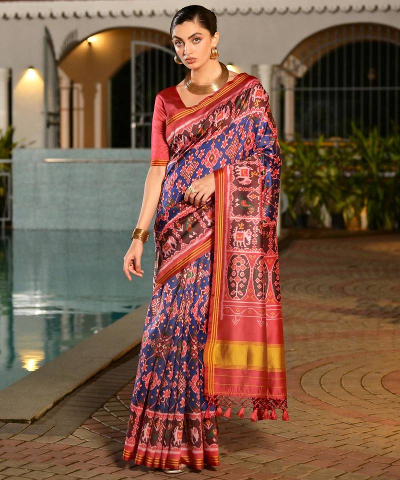 Women multicolor Art silk handloom saree