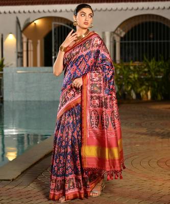Women multicolor Art silk handloom saree 2