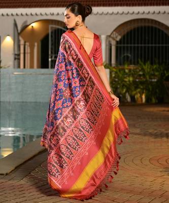 Women multicolor Art silk handloom saree 3