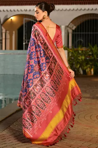 Women multicolor Art silk handloom saree