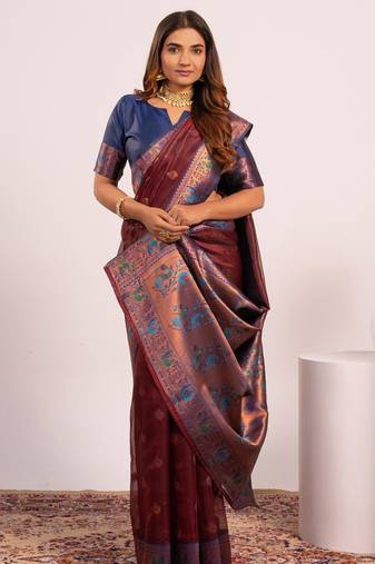 Women coffey Art silk handloom saree