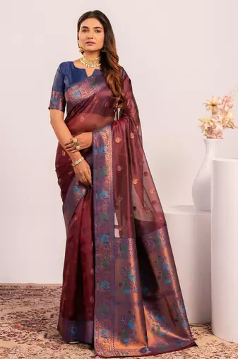 Women coffey Art silk handloom saree