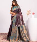 Women wine Art silk handloom saree
