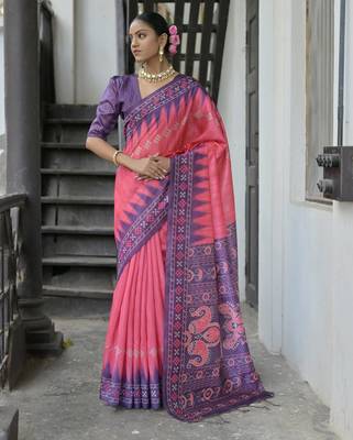 Women rani Art silk handloom saree 1