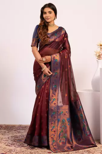Women coffey Art silk handloom saree
