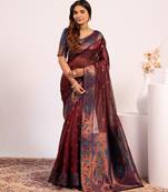 Women coffey Art silk handloom saree