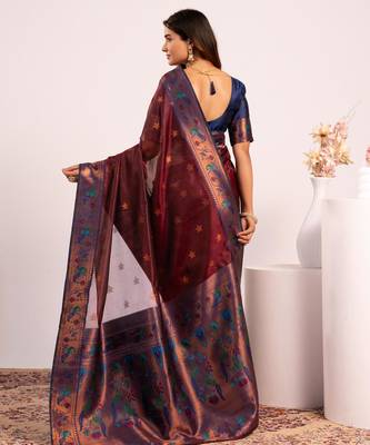 Women coffey Art silk handloom saree 4