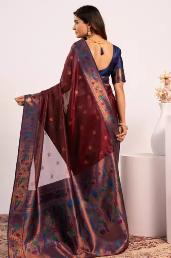 Women coffey Art silk handloom saree