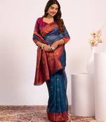 Women rama Art silk handloom saree
