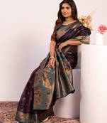 Women wine Art silk handloom saree