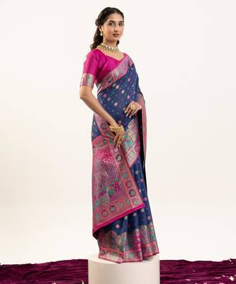 Women red Art silk handloom saree 4