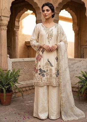 Embroidery Work Stylish Palazzo Suit Set Party Wear Suit Set With Dupatta 1