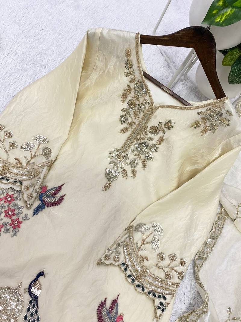 Embroidery Work Stylish Palazzo Suit Set Party Wear Suit Set With Dupatta